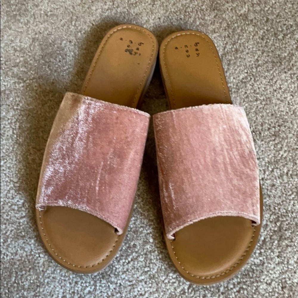 Blush velvet sandals